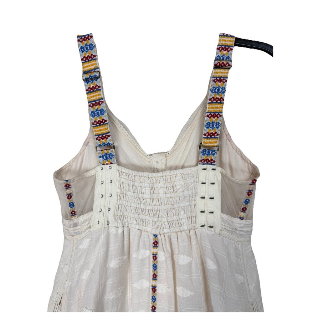 Free People New Romantics XS Embroidered Mini Dress Ivory Cotton Lined Pockets - Picture 4 of 16